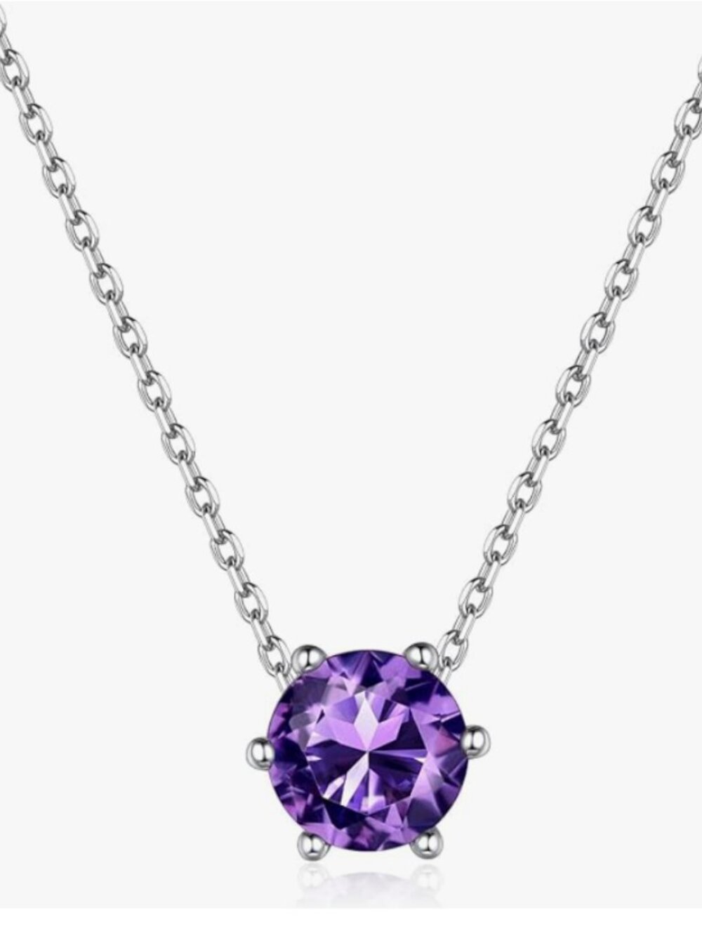 Amazon ChicSilver silver necklace birthstone amethyst purple cubic zirconia